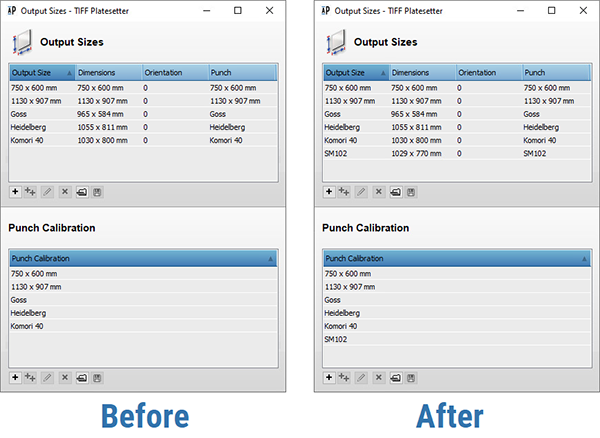 Results before and after PlateMaker Link synchronization