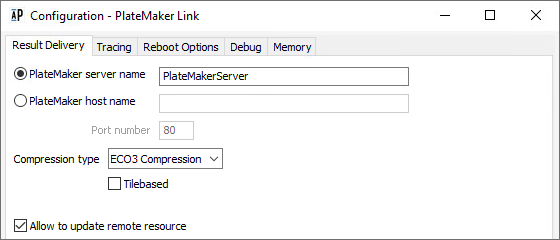 PlateMaker Link Processing configuration PlateMaker Link Processing configuration