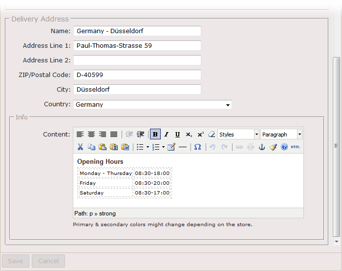 Apogee StoreFront delivery address add additional information
