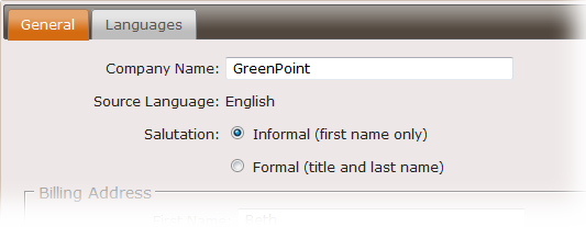 Apogee StoreFront salutation formal or informal