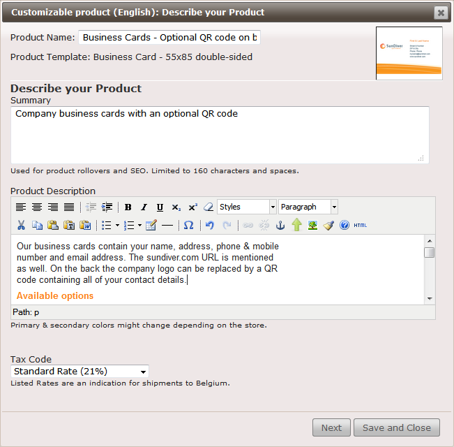 Apogee StoreFront storecenter edit product description