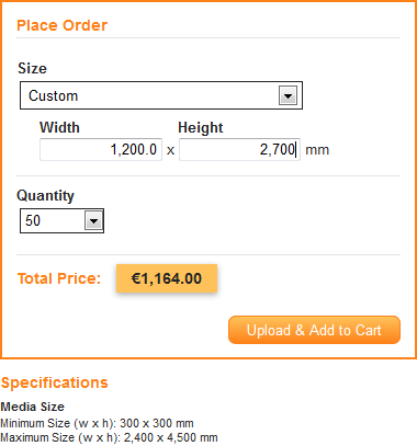 Apogee StoreFront variable sizes web to print posters