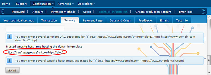 Apogee StoreFront Ogone trusted hostname